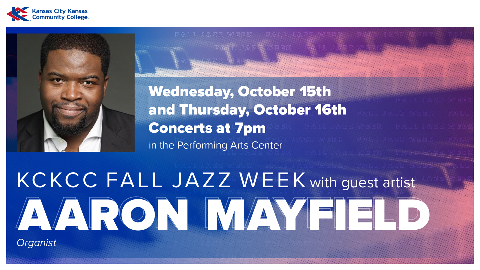 Announcing guest organist, Aaron Mayfield.