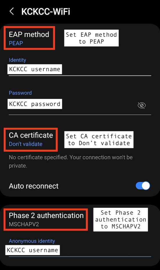 KCKCC-WiFi Android Phone Instructions