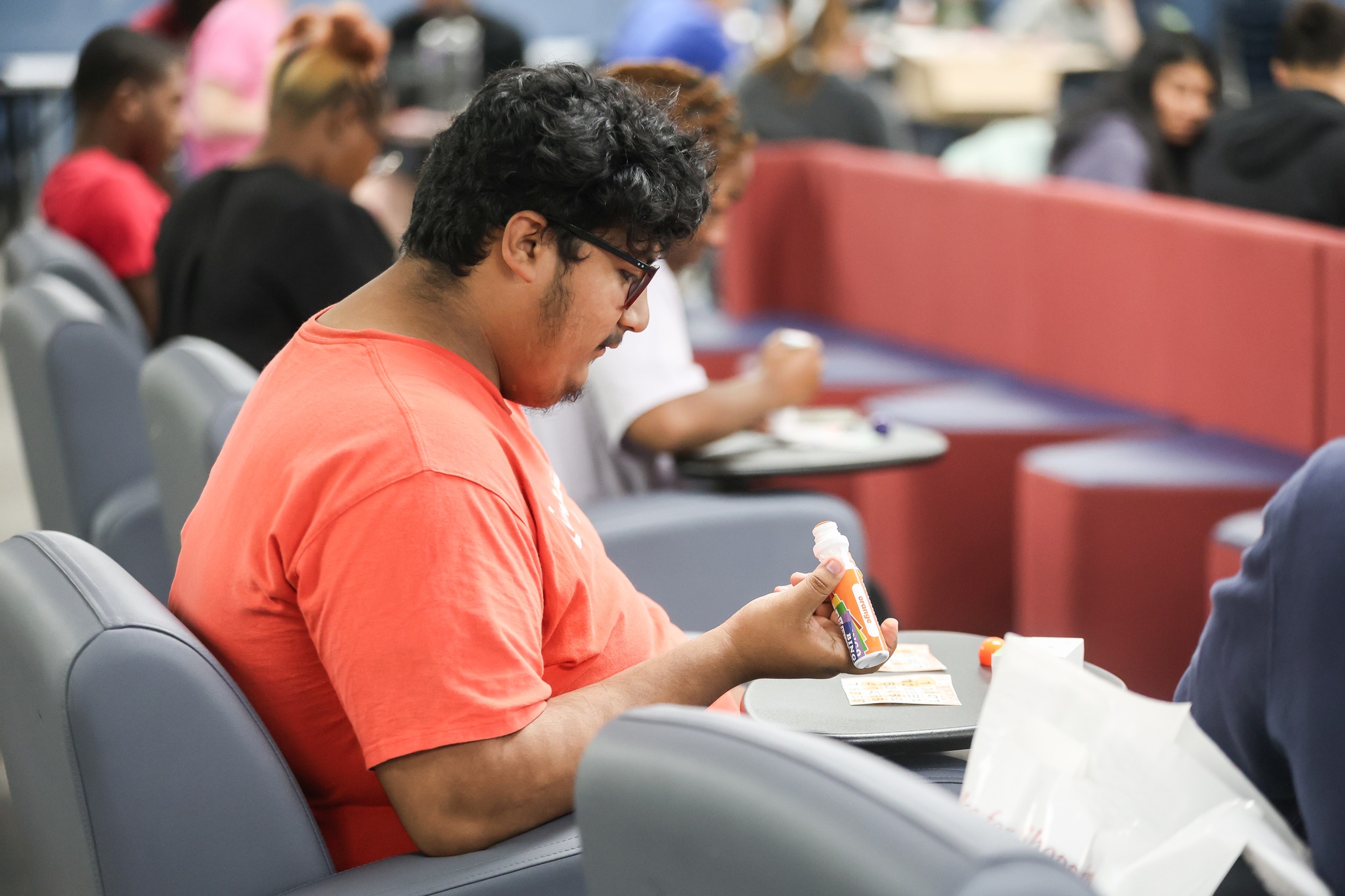 Student playing bingo.