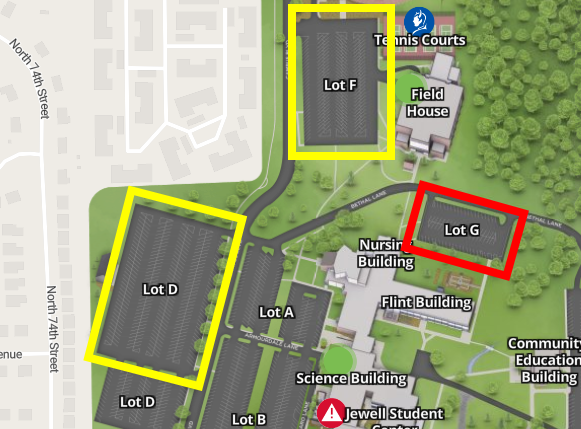 Illustrated map of the KCKCC Main Campus.